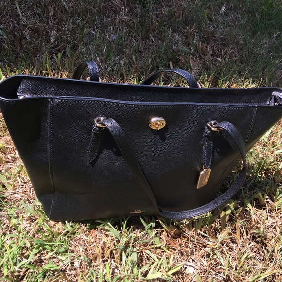 Authentic Black Coach Zip Top Tote - EUC - Picture 14 of 15